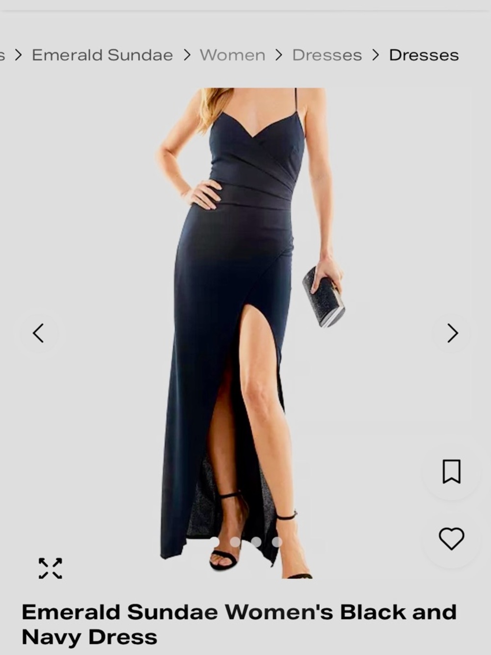 Emerald Sundae Navy Blue Spaghetti Strap Maxi Dress with Front Slit